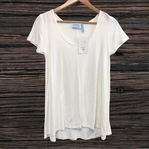 Survival Cream Asymmetrical Short Sleeve Tunic